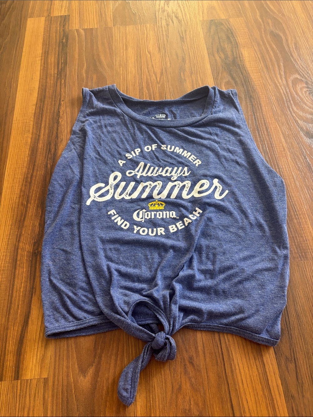 Corona Navy Graphic Tie-Front Tank Top
